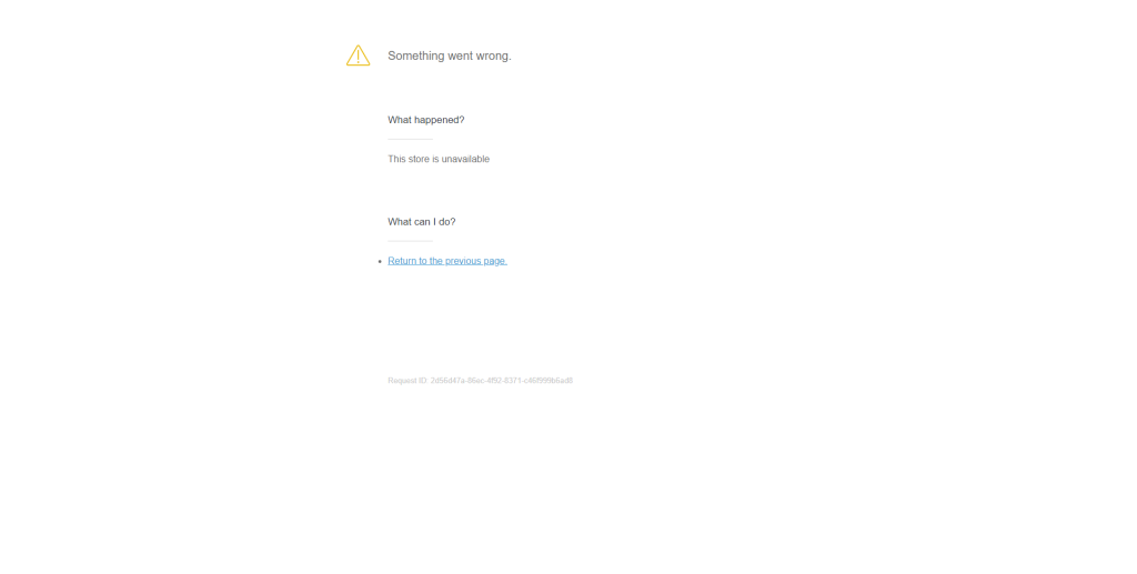 Shopify店铺前台被封之后的界面
