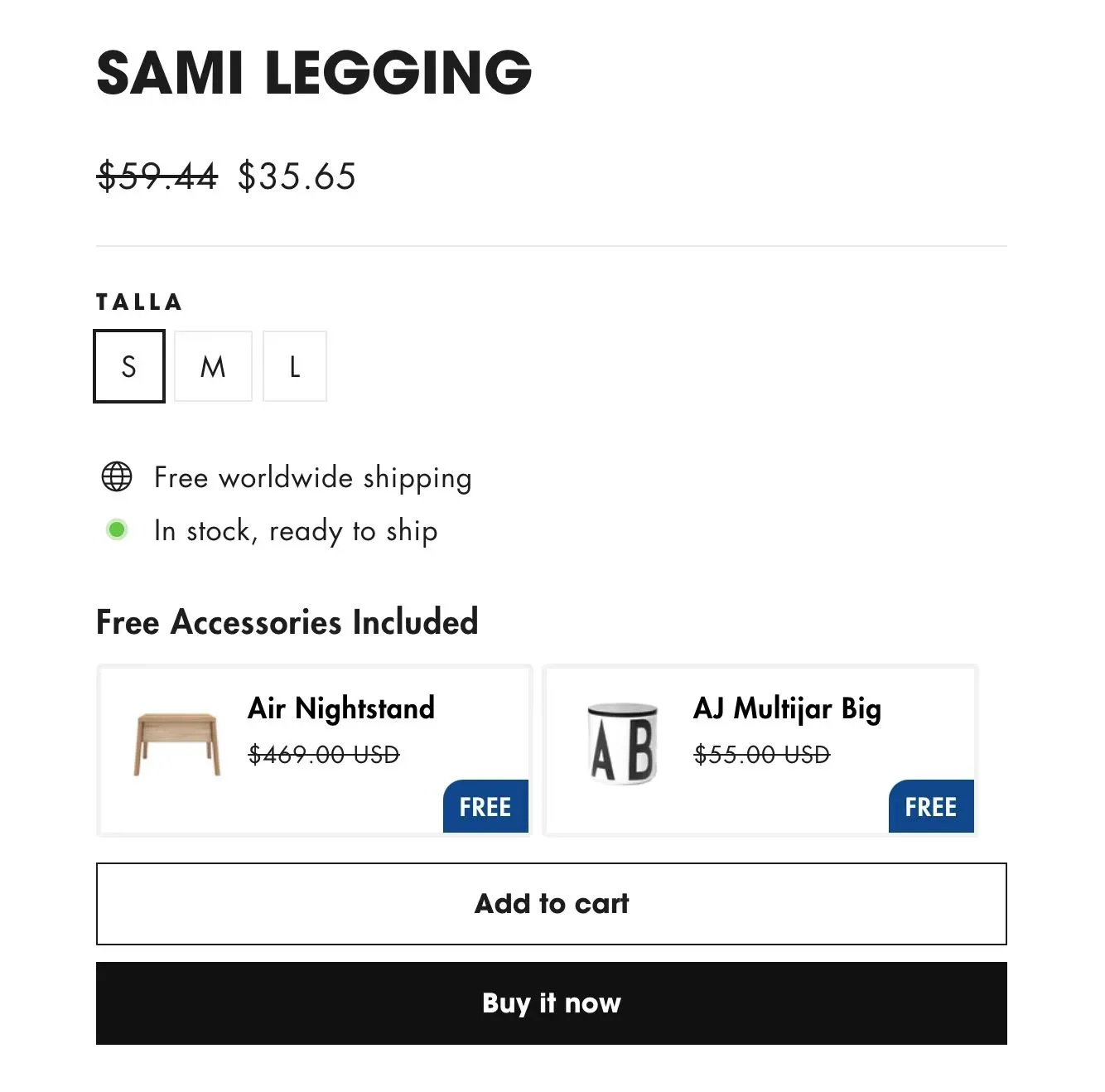 Shopify 产品页展示已包含的免费配件